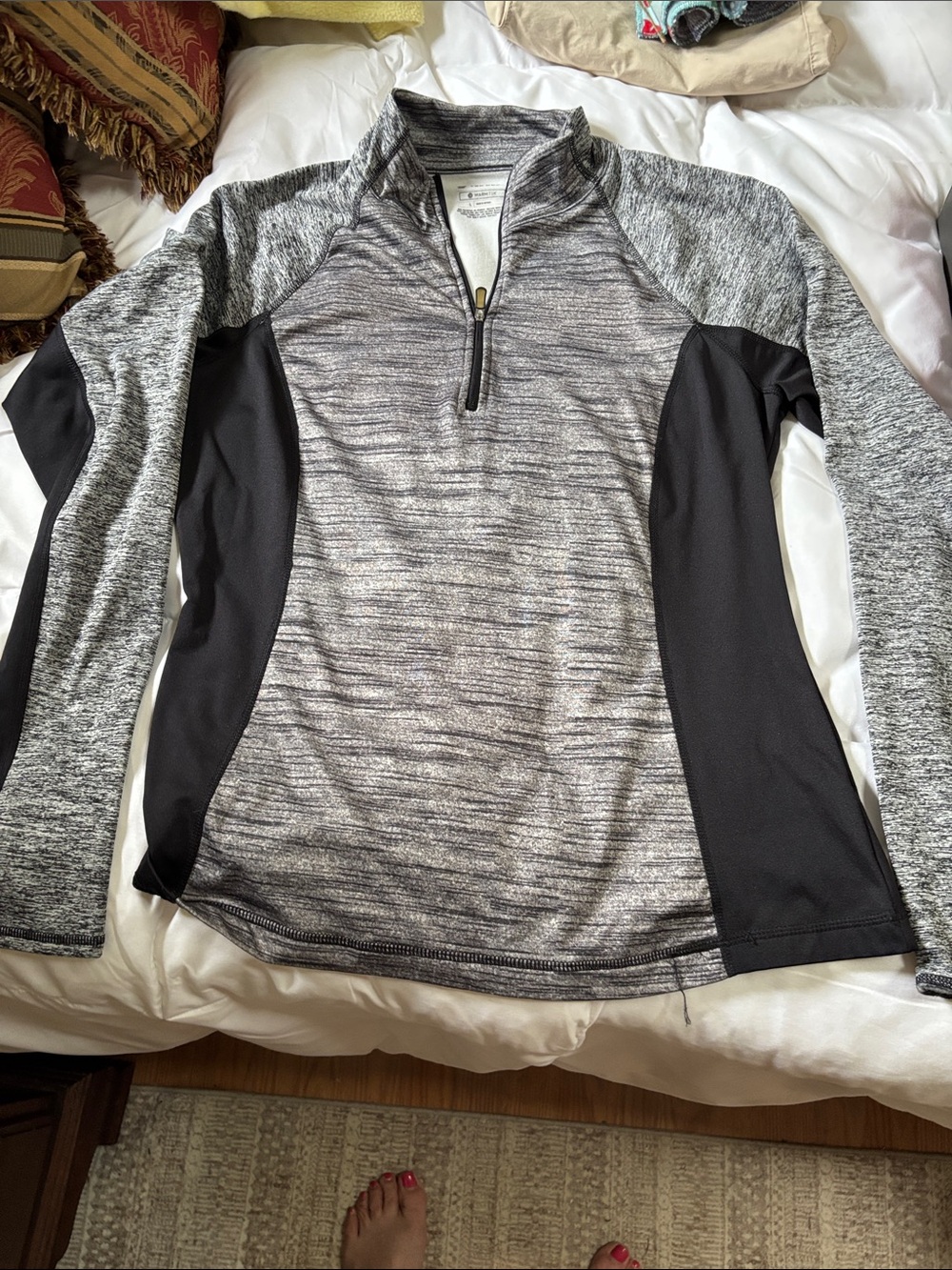 Tech Gear Heathered Grey & Black Quarter-Zip Active Top